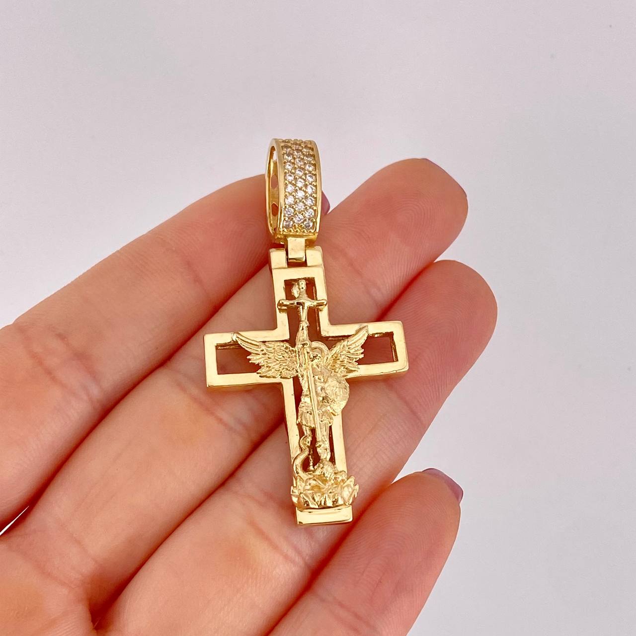 Dije Cruz San Miguel 12.1g / 2 in Oro Amarillo 18K