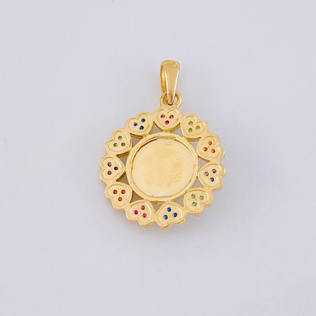 Dije Bordeado Corazones Virgen Guadalupe 3.85g / 1 in Oro Amarillo 18K
