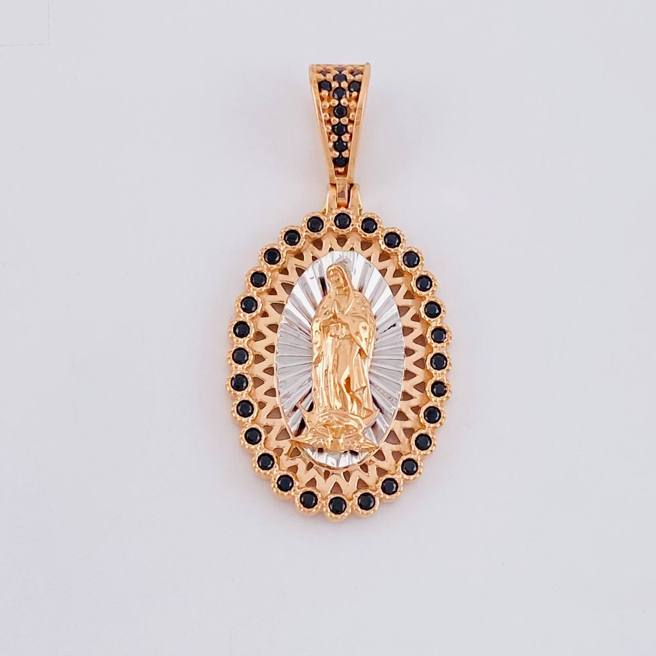 Dije Virgen Guadalupe 4.35g / 1 1/4 in Dos Oros Blanco Rosa 18K