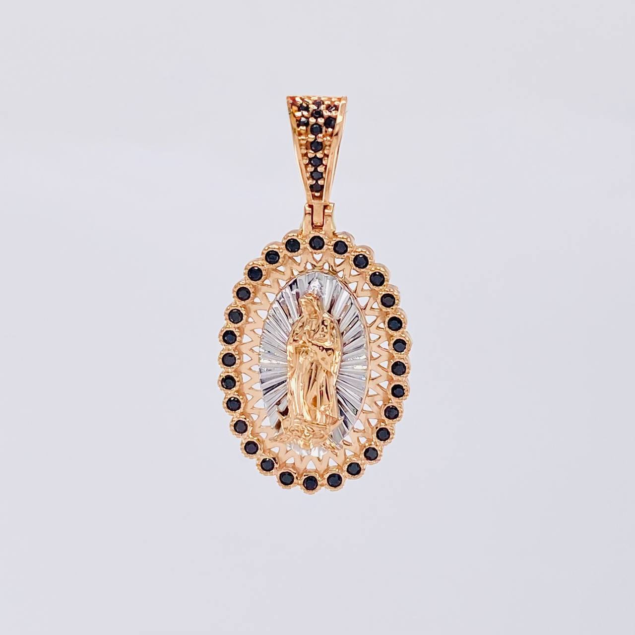 Dije Virgen Guadalupe 4.35g / 1 1/4 in Dos Oros Blanco Rosa 18K