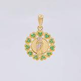 Pendant Bordered Hearts Saint Jude 3.4g / 1 in Two-Tone Yellow White 18K Gold