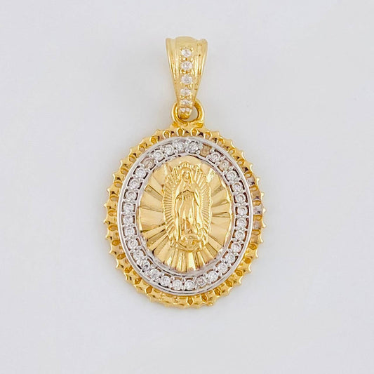 Pendant with Starred Edge Virgin Guadalupe 3g / 1 in Two-Tone Yellow White Gold 18K
