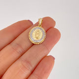 Dije Borde Estrellado Virgen Guadalupe 3g / 1 in Dos Oros Amarillo Blanco 18K