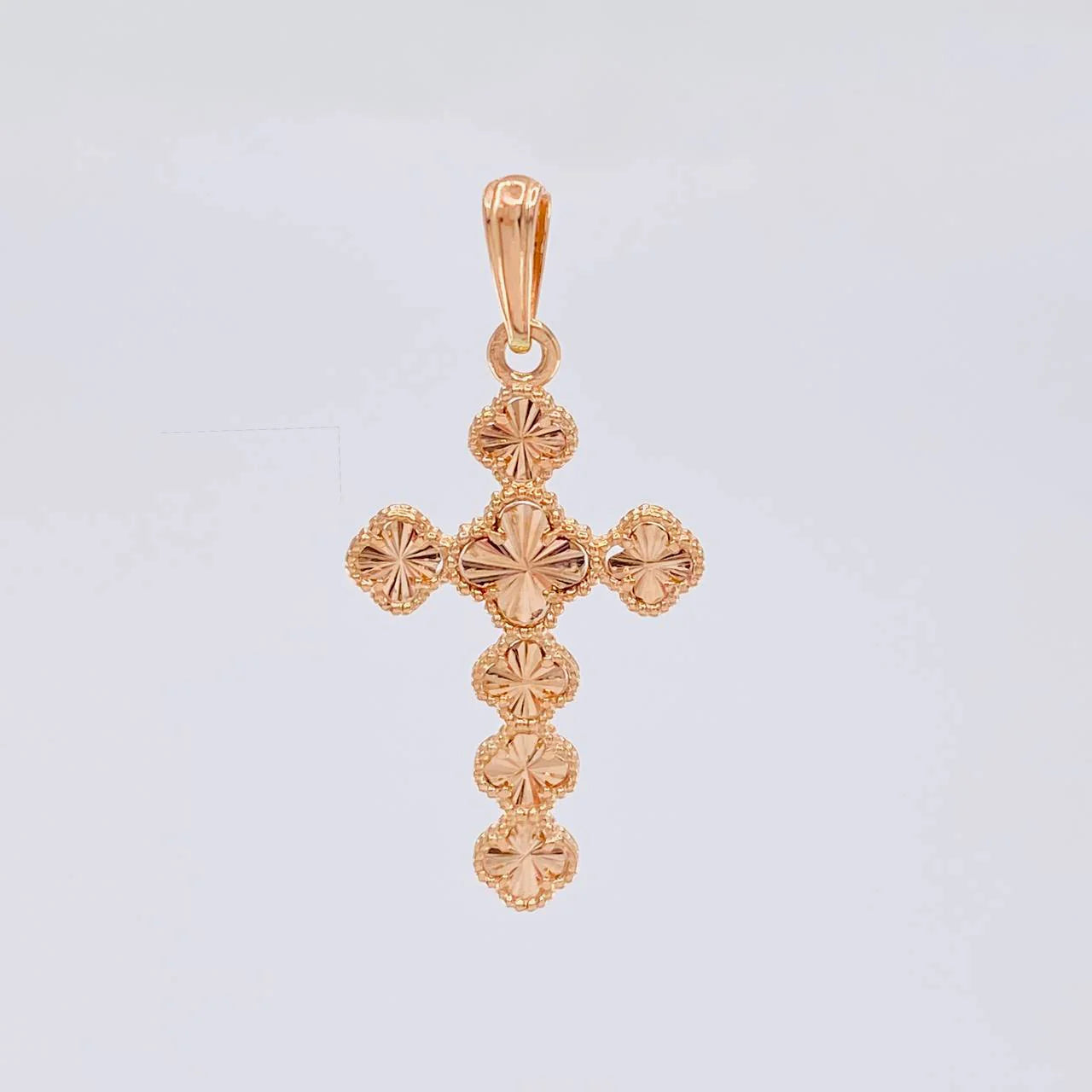 Dije Cruz Trebol 2.75g / 1 1/2 in Oro Rosa 18K