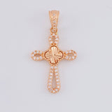 Diamond Cut Clover Cross Pendant 1.8g / 1 1/4 in 18K Rose Gold