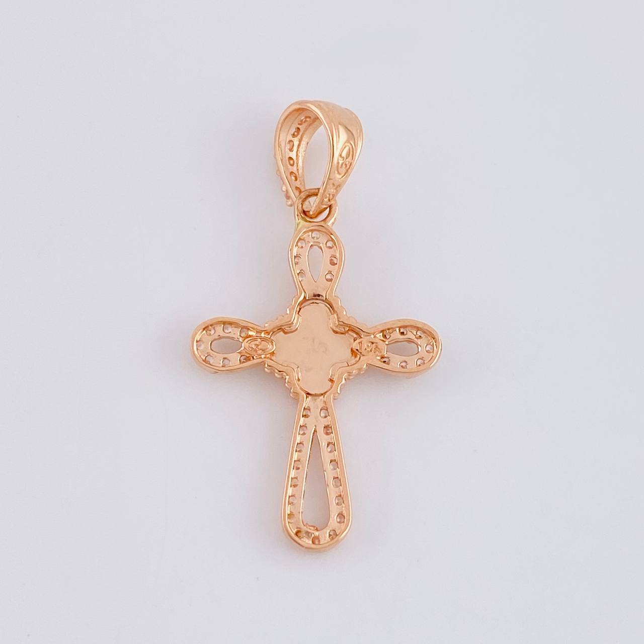 Diamond Cut Clover Cross Pendant 1.8g / 1 1/4 in 18K Rose Gold