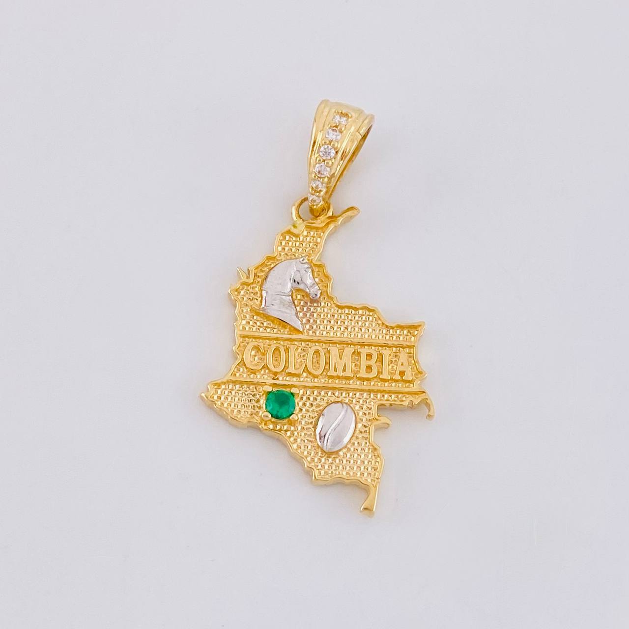 Dije Mapa Colombia 2.3g / 1 in Dos Oros Amarillo Blanco 18K