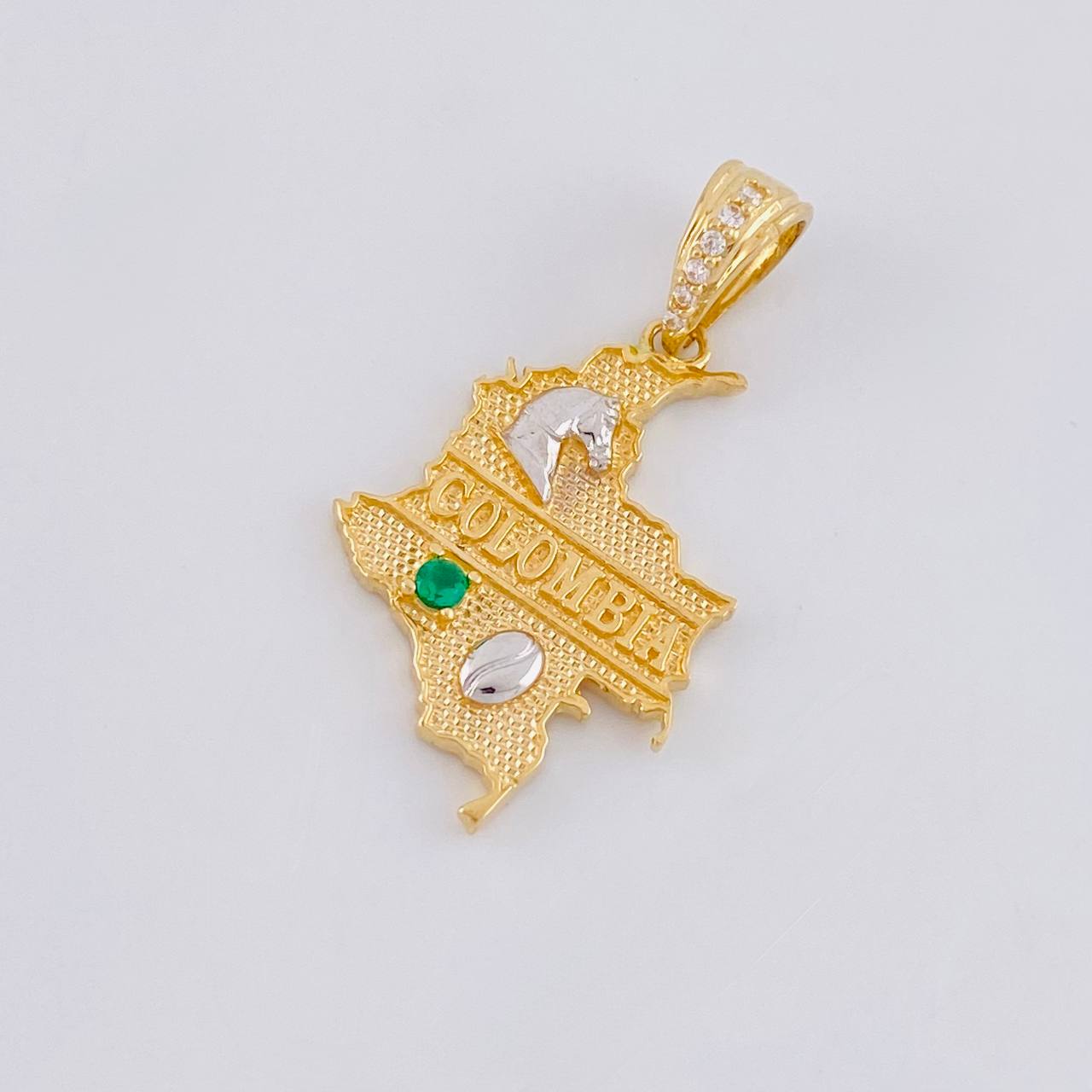 Dije Mapa Colombia 2.3g / 1 in Dos Oros Amarillo Blanco 18K