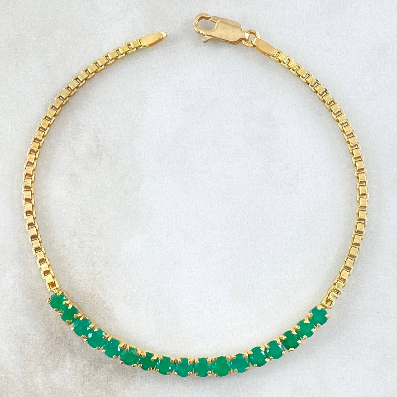 Bracelet Tennis 6.15gr / 19.5cm / 3.5mm Emeralds 2 Qts Yellow Gold 18K (Jewel) *