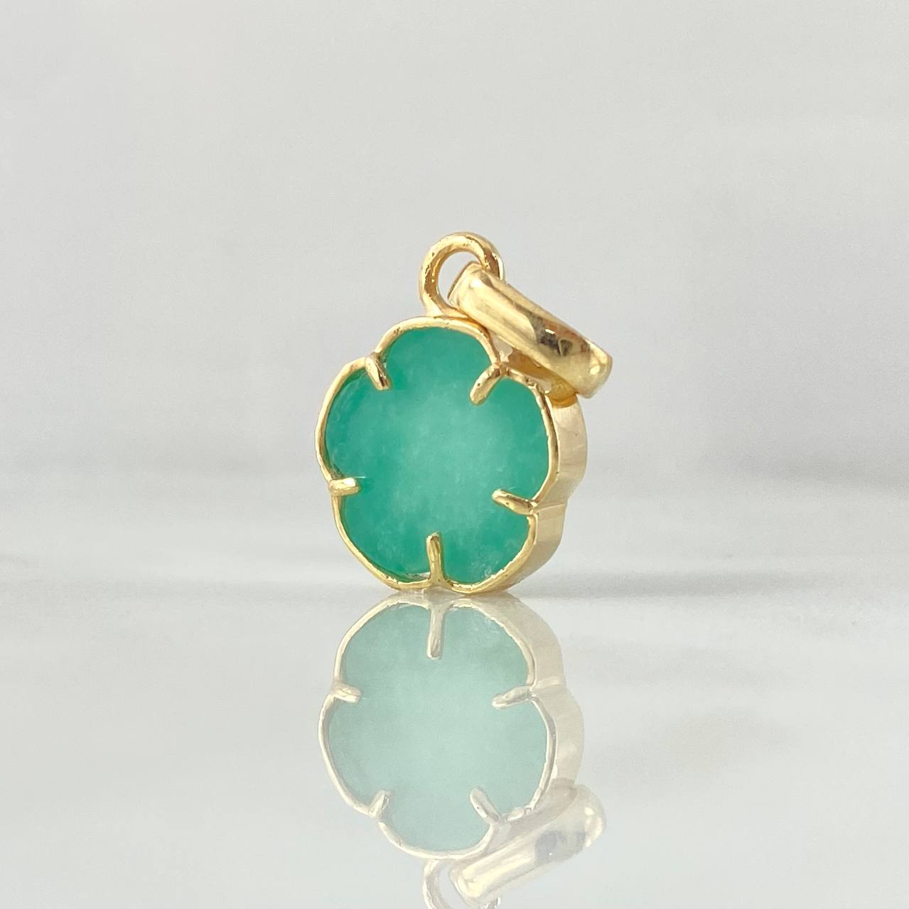 Dije Flor 2.5gr / 2.3cm / Esmeralda 2.5 Qts Oro Amarillo 18K (Joya) *