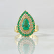 Halo Ring Drop Dense 6.15gr / T6 3/4 / Emeralds 1.17 Qts Diamonds 34pts Yellow Gold 18K (Jewel) *
