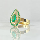 Halo Ring Drop Dense 6.15gr / T6 3/4 / Emeralds 1.17 Qts Diamonds 34pts Yellow Gold 18K (Jewel) *