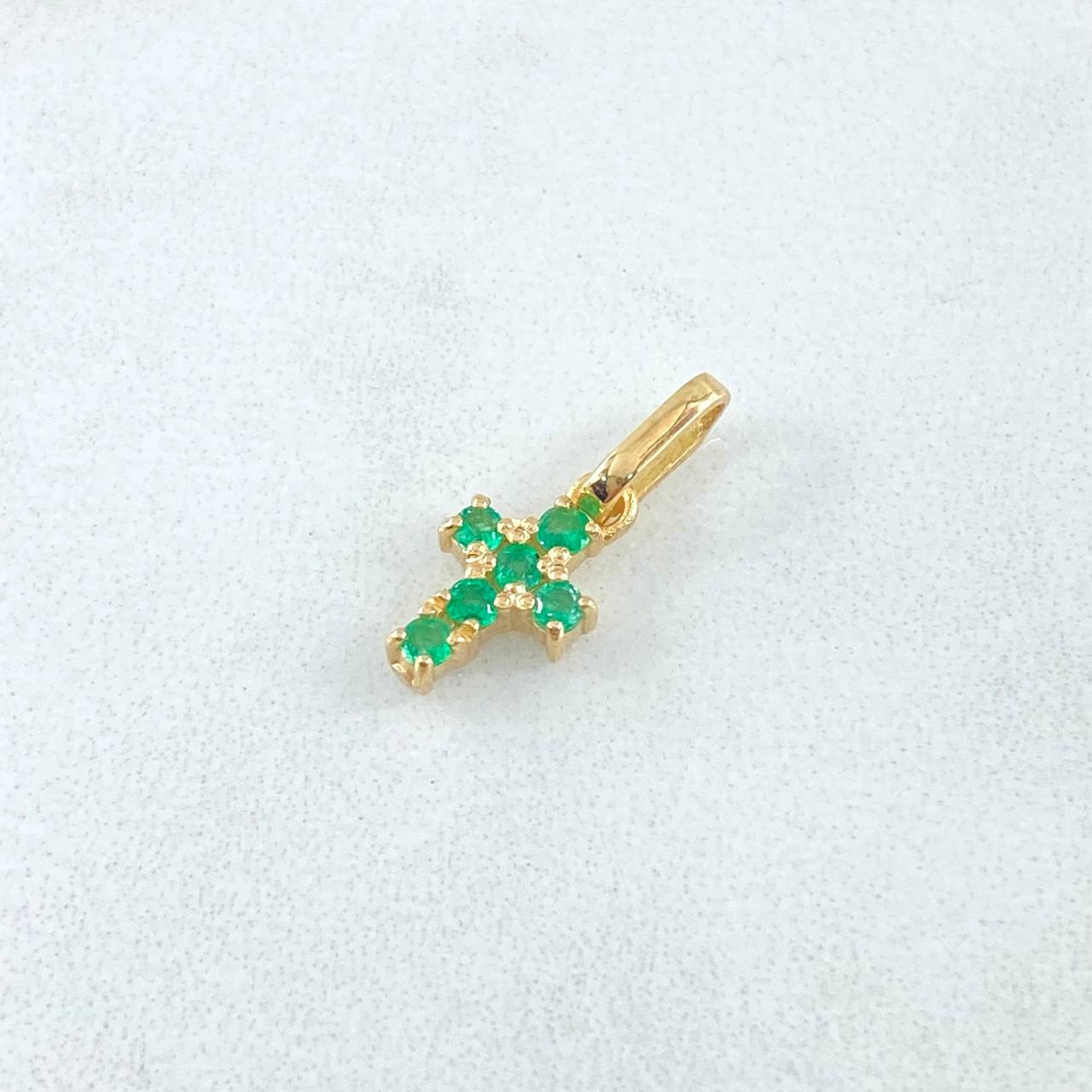 Pendant Crúz Tupida 0.85gr / 1.6cm / Emeralds 18pts Yellow Gold 18K (Jewel) *