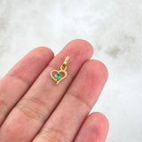 Pendant Solitaire in Heart 0.7gr / 1.5cm / Emerald 8pts Yellow Gold 18K (Jewel) *
