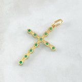 Dije Crúz Baculada 3gr / 4.6cm / Esmeraldas 1.21 Qts Oro Amarillo 18K (Joya) *