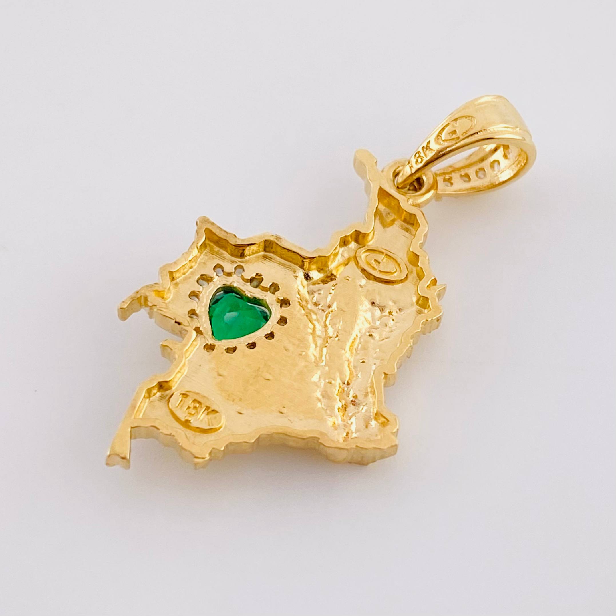 Dije Mapa Colombia 2.8g / 1 1/4 in Dos Oros Amarillo Blanco 18K