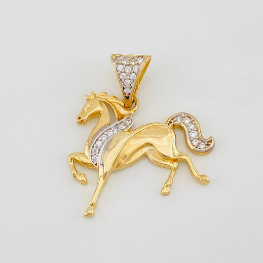 Dije Caballo 2.55g / 3/4 in Dos Oros Amarillo Blanco 18K