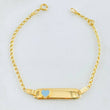 Baby Bracelet Wheat Rectangular Plate Heart 1.7gr / 5.1in-5.5in / 1.6mm Blue Resin Adjustable 18K Gold
