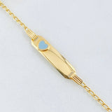 Baby Bracelet Wheat Rectangular Plate Heart 1.7gr / 5.1in-5.5in / 1.6mm Blue Resin Adjustable 18K Gold