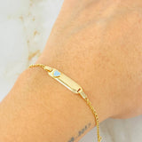 Baby Bracelet Wheat Rectangular Plate Heart 1.7gr / 5.1in-5.5in / 1.6mm Blue Resin Adjustable 18K Gold