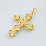 Dije Crúz Trebol Diamantada 4.95gr / 1 1/2 in / Oro Amarillo Nac.Esp. 18K