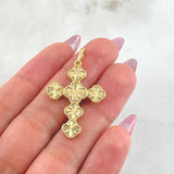 Dije Crúz Trebol Diamantada 4.95gr / 1 1/2 in / Oro Amarillo Nac.Esp. 18K