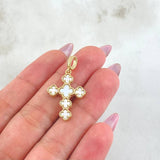 Clover Cross Pendant White Mother-of-Pearl 3gr / 1 1/4 in / 18K Yellow Gold Special Finish