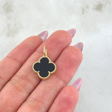 Dije Trebol Onix Negro 1.95gr / 3/4 in / Oro Amarillo Nac.Esp. 18K