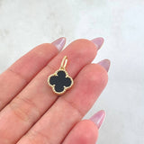 Dije Trebol Onix Negro 1.6gr / Oro Amarillo Nac.Esp. 18K ©