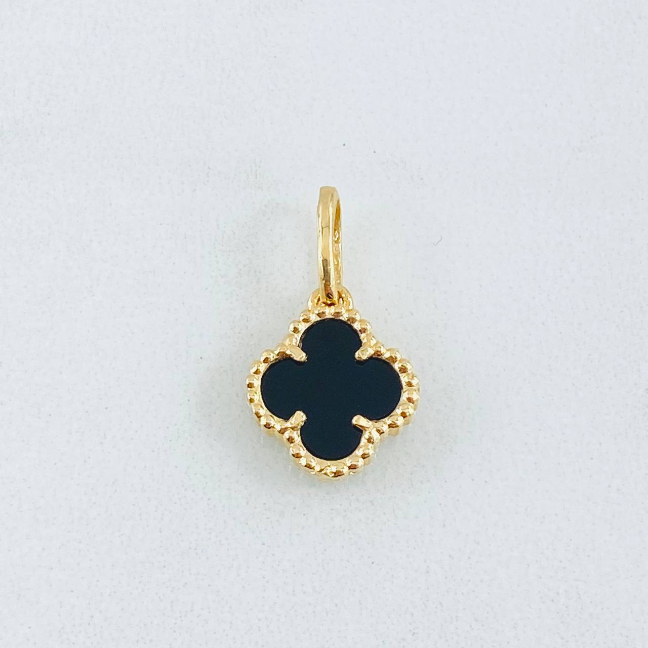Pendant Clover Black 1.25gr / 3/4 in / Yellow Gold Nac.Esp. 18K *