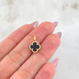 Pendant Clover Black 1.25gr / 3/4 in / Yellow Gold Nac.Esp. 18K *