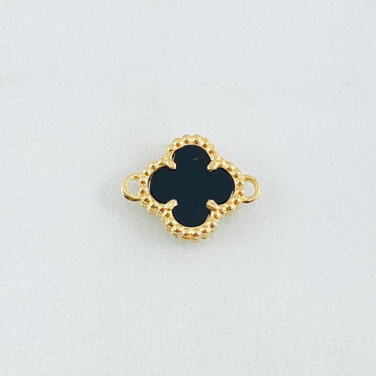 Charm Clover Negro 1.05gr / 1/2 in / Oro Amarillo Nac.Esp. 18K *