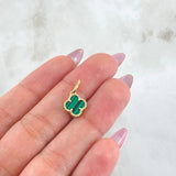 Dije Trebol Malaquita Verde 0.95gr / Oro Amarillo Nac.Esp. 18K ©