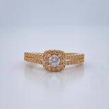Square Halo Ring 2.45gr / T5 1/2 / 18K Yellow Gold %