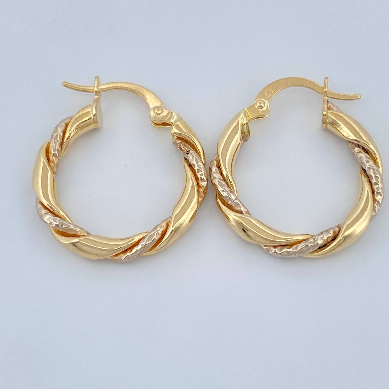 Hoop Earrings Sari 1.9gr / 3/4 in / Two Yellow White Gold 18K %