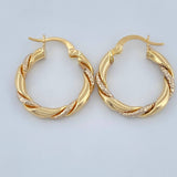 Hoop Earrings Sari 1.9gr / 3/4 in / Two Yellow White Gold 18K %