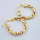 Hoop Earrings Sari 1.9gr / 3/4 in / Two Yellow White Gold 18K %