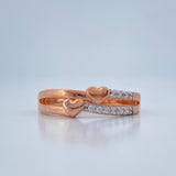 Anillo Doble Corazon 2.5gr / T7 / Oro Rosa 18K %