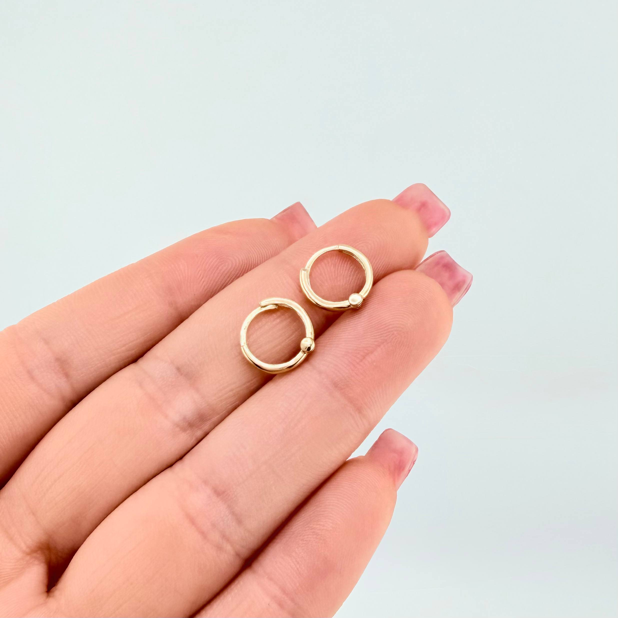 Plain Hoop Earrings Bulky 1.1gr / 1/2 in / 18K Yellow Gold *