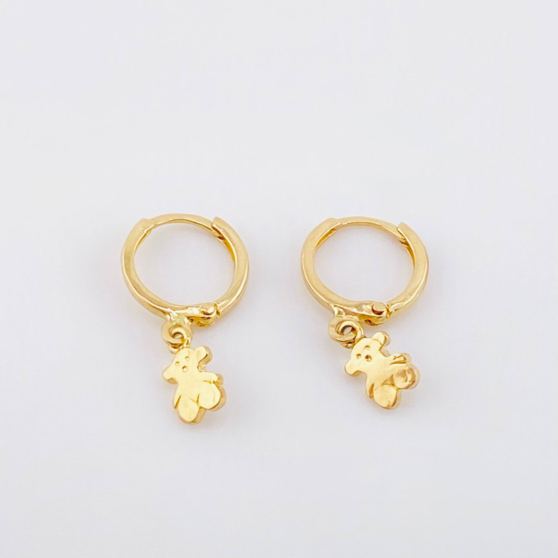 Hoop Earrings Bear TS Plain Pendant 1.45g / 3/4 in / Yellow Gold 18K
