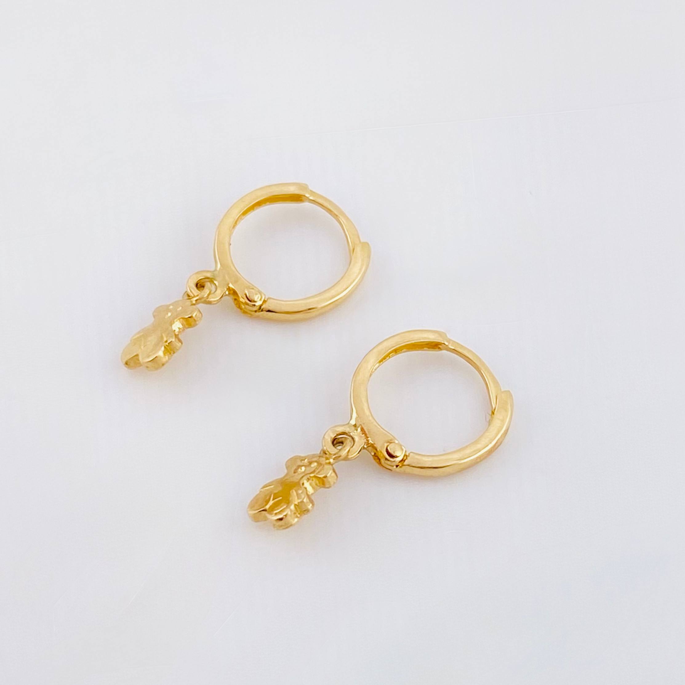Hoop Earrings Bear TS Plain Pendant 1.45g / 3/4 in / Yellow Gold 18K