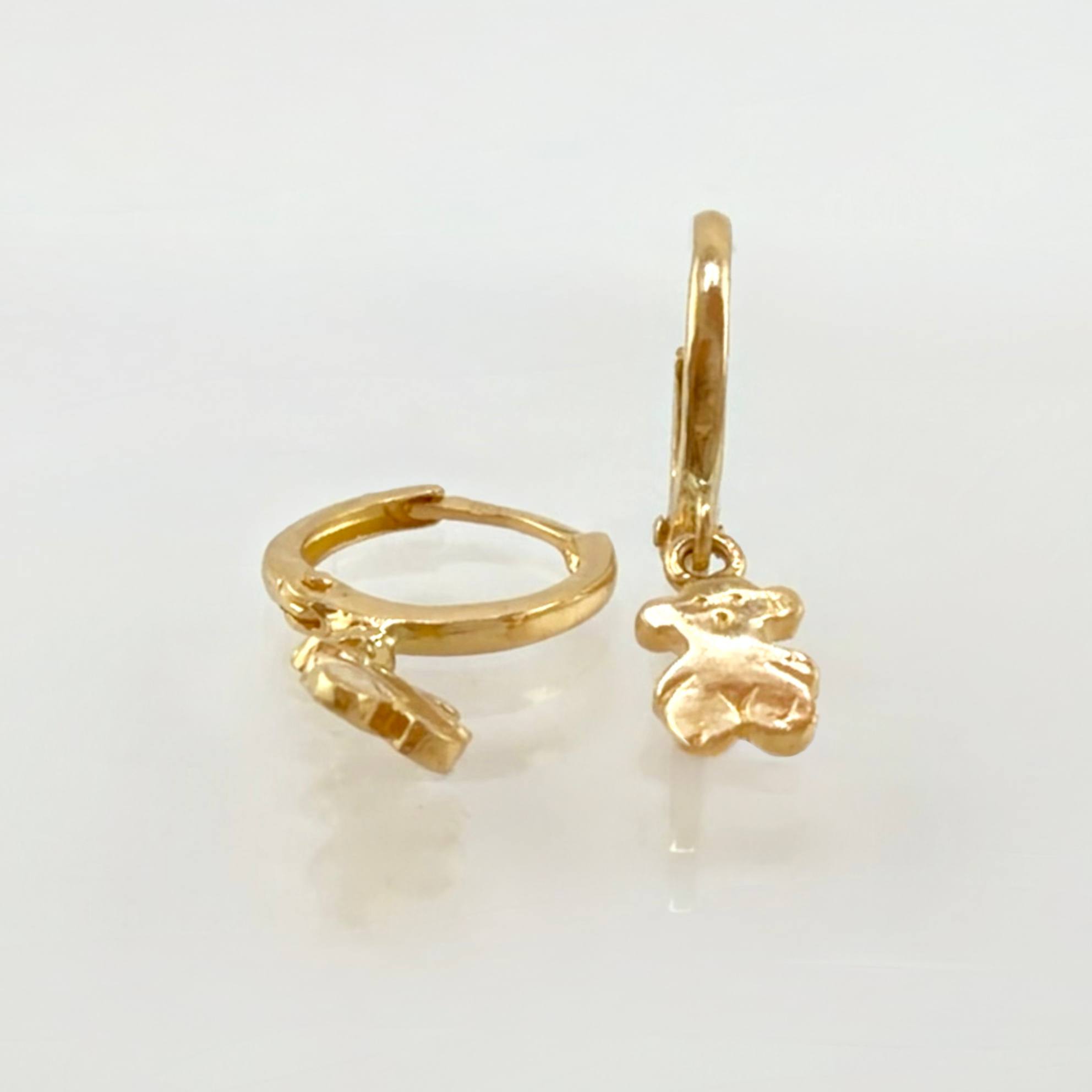 Hoop Earrings Bear TS Plain Pendant 1.45g / 3/4 in / Yellow Gold 18K