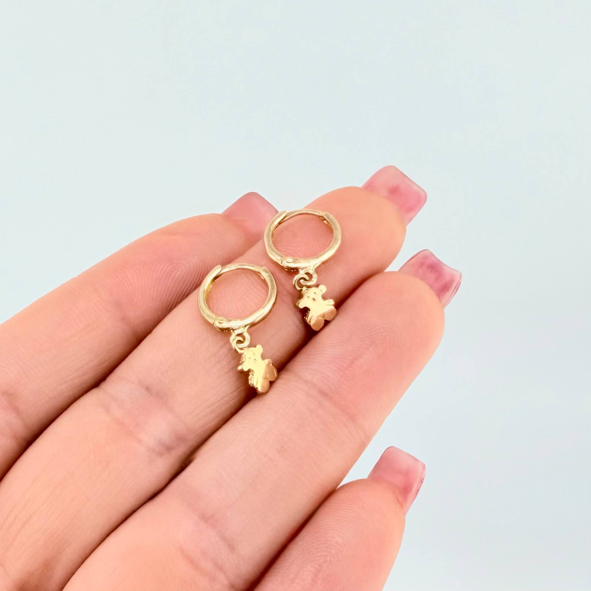 Hoop Earrings Bear TS Plain Pendant 1.45g / 3/4 in / Yellow Gold 18K