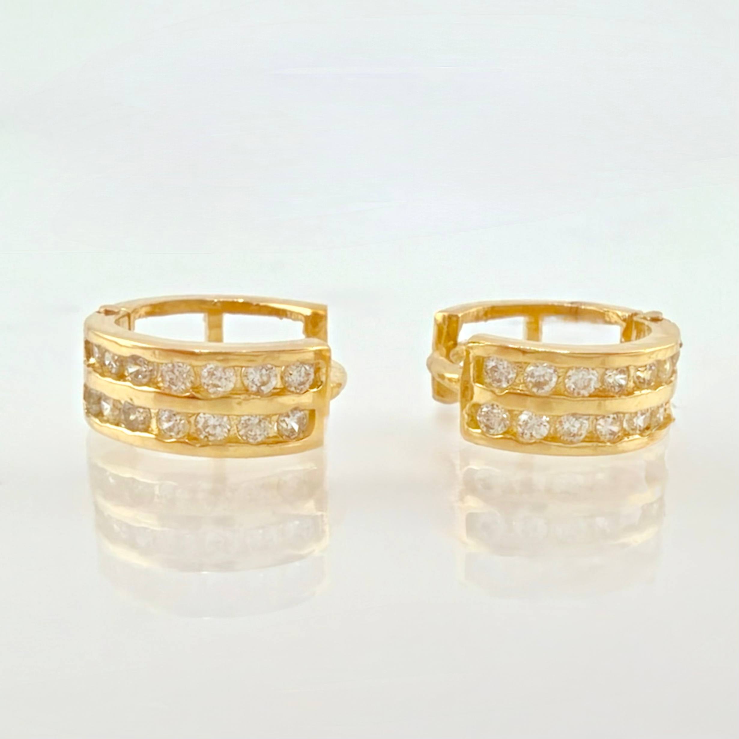 Hoop Earrings Double Channel 1.9g / 1/2 in / Yellow Gold 18K
