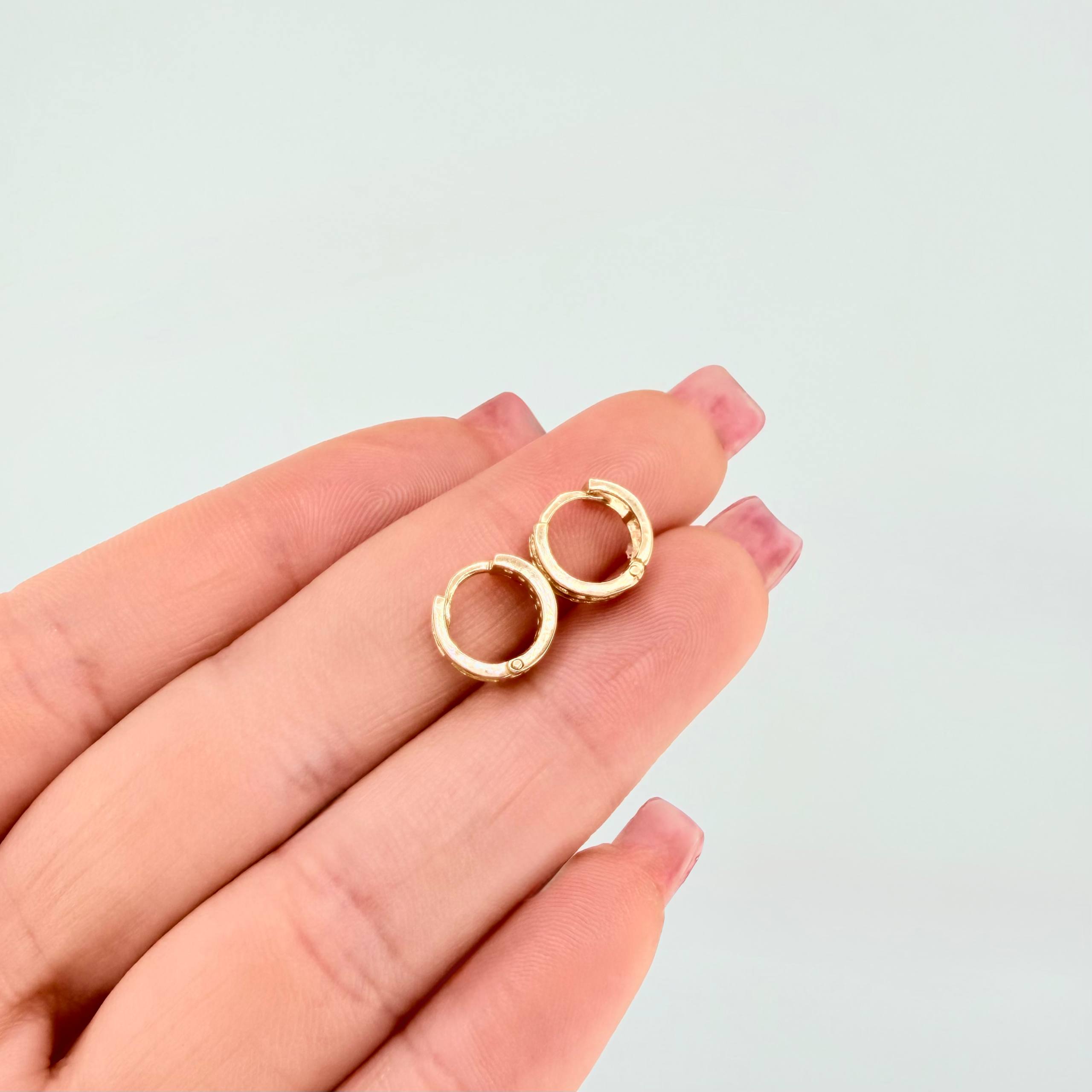 Hoop Earrings Double Channel 1.85g / 1/2 in / Yellow Gold 18K