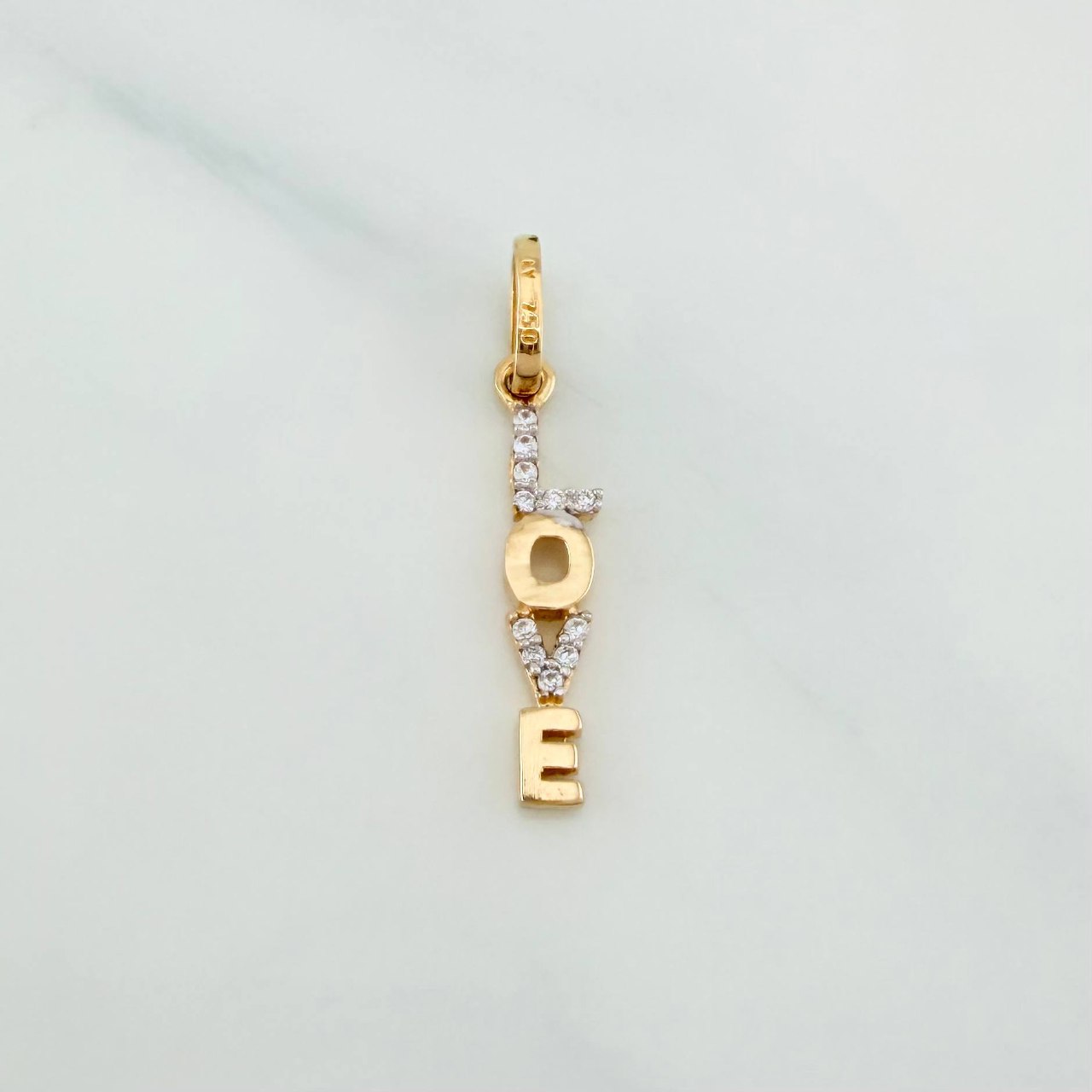 Pendant Love 0.75 g / 1 in Two Yellow White Gold 18K