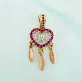 Dreamcatcher Heart Pendant 1.65 g / 1 in Three 18K Golds