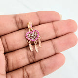 Dreamcatcher Heart Pendant 1.65 g / 1 in Three 18K Golds