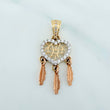 Dreamcatcher Heart Pendant 1.55 g / 1 in Three 18K Golds