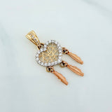 Dreamcatcher Heart Pendant 1.55 g / 1 in Three 18K Golds